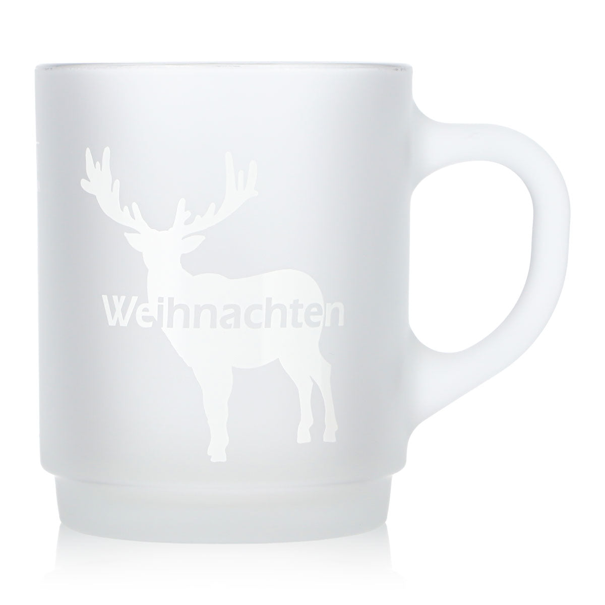 2 tasses à vin chaud Mohaba en verre satiné, motif cerfs, « Joyeux Noël », 0,2 l, graduées – Vue 3