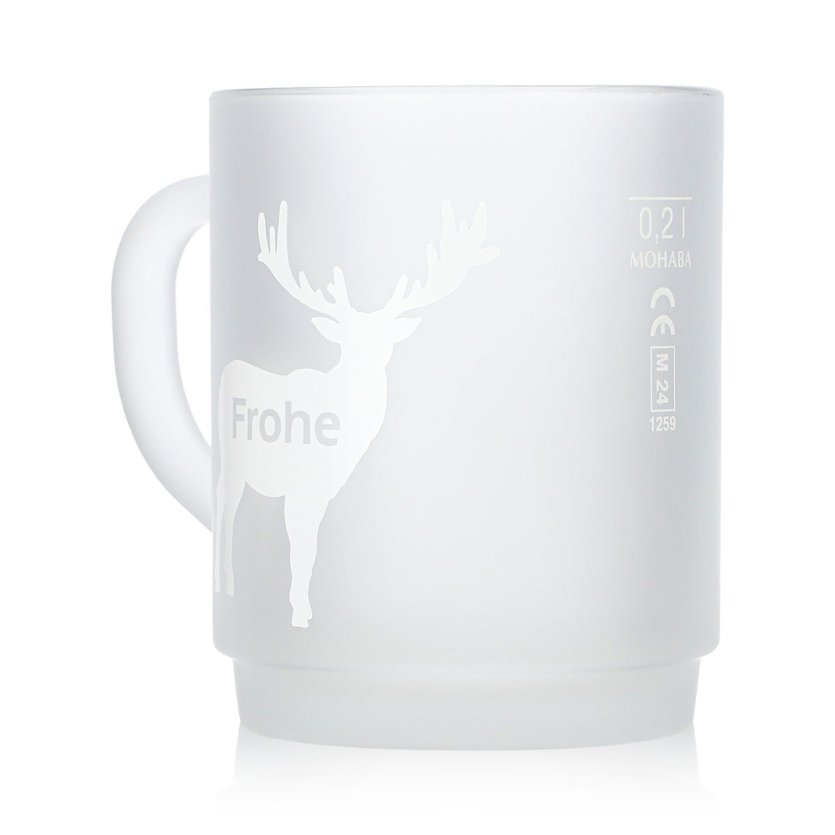 12 tasses à vin chaud Mohaba en verre satiné, motif cerfs, « Joyeux Noël », 0,2 l, graduées – Vue 5