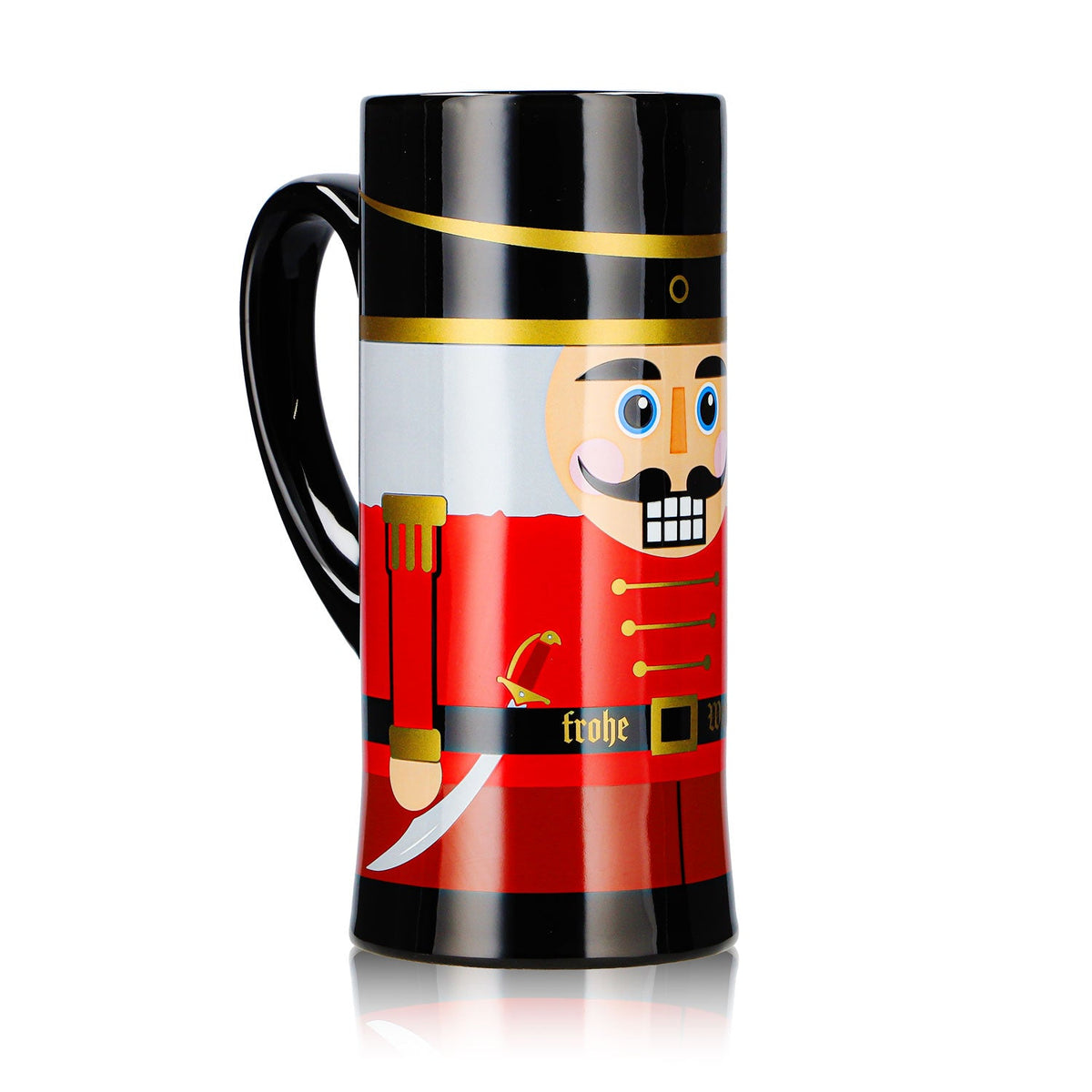 4 tasses à vin chaud Mohaba, modèle « flûte », Casse-noisette, Joyeux Noël, noir, 0,2 l, graduées – Vue 3
