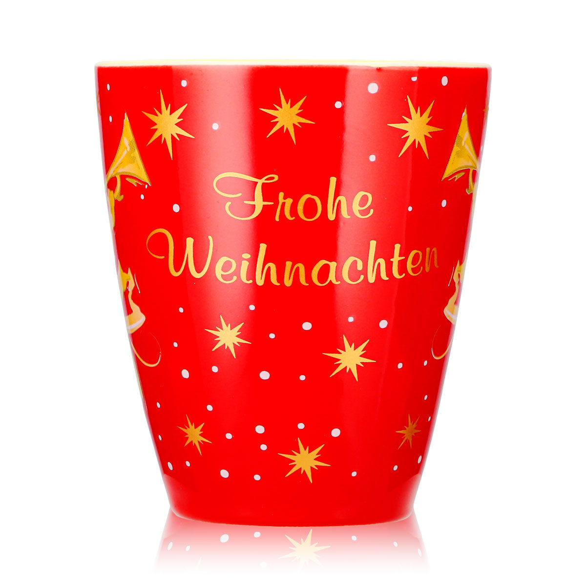 4 tasses à vin chaud Mohaba, modèle 2000 « Joyeux Noël avec un ange », rouge vif / crème, 0,2 l, graduées – Vue 2