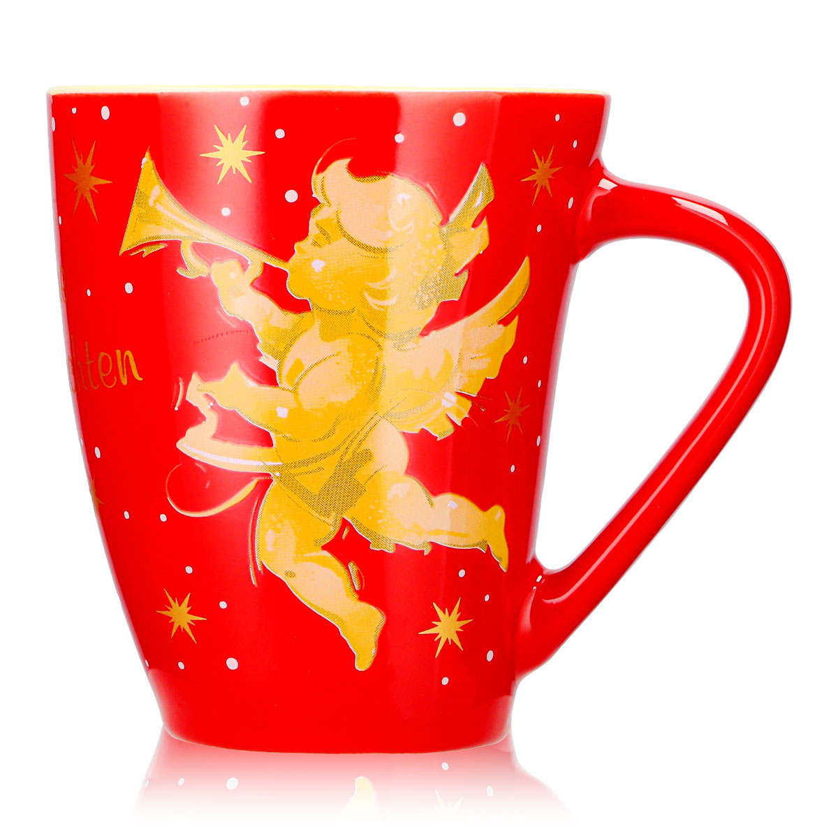 2 tasses à vin chaud Mohaba, modèle 2000 « Joyeux Noël avec un ange », rouge vif / crème, 0,2 l, graduées – Vue 6