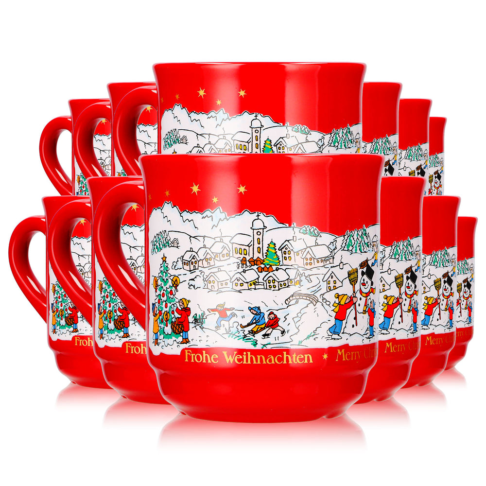 12 tasses à vin chaud Mohaba, modèle 8000, « Joyeux Noël », couleur rouge feu, 0,2 l, graduées