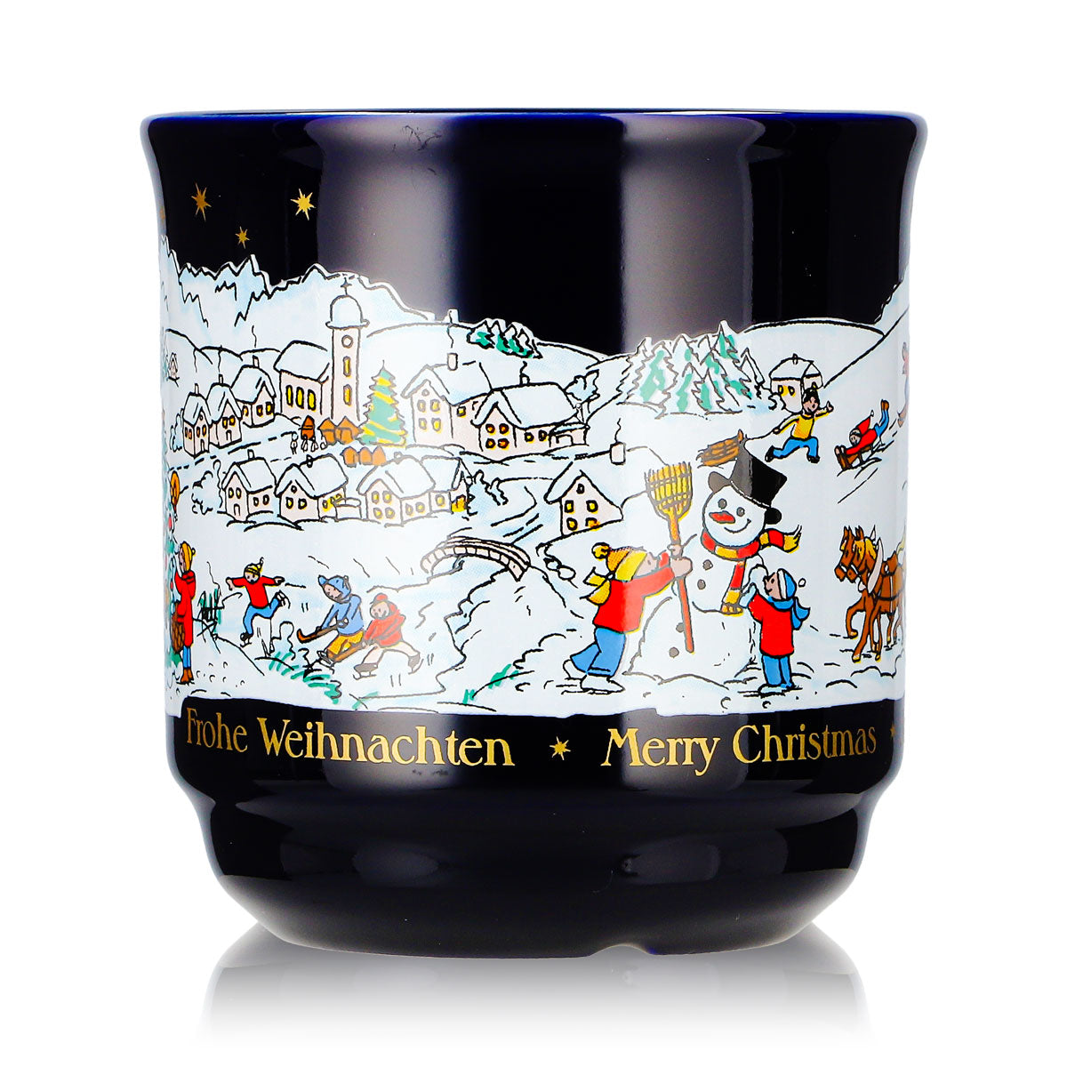 6 tasses à vin chaud Mohaba, modèle 8000 « Joyeux Noël », motif hivernal, bleu cobalt, 0,2 l, graduées – Vue 2