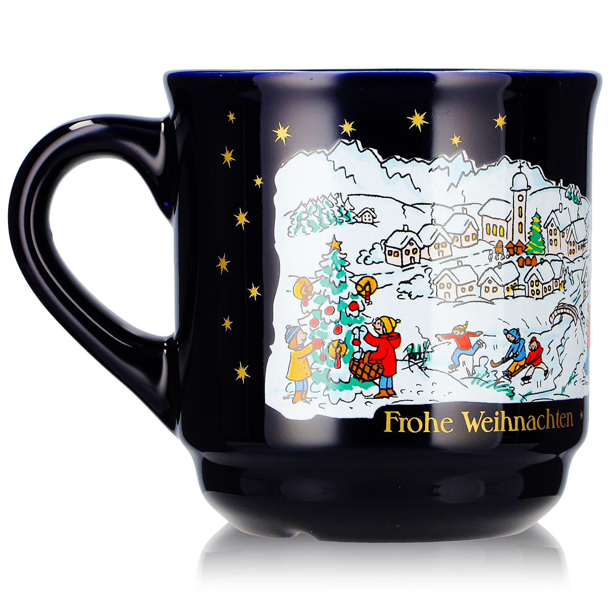 6 tasses à vin chaud Mohaba, modèle 8000 « Joyeux Noël », motif hivernal, bleu cobalt, 0,2 l, graduées – Vue 4