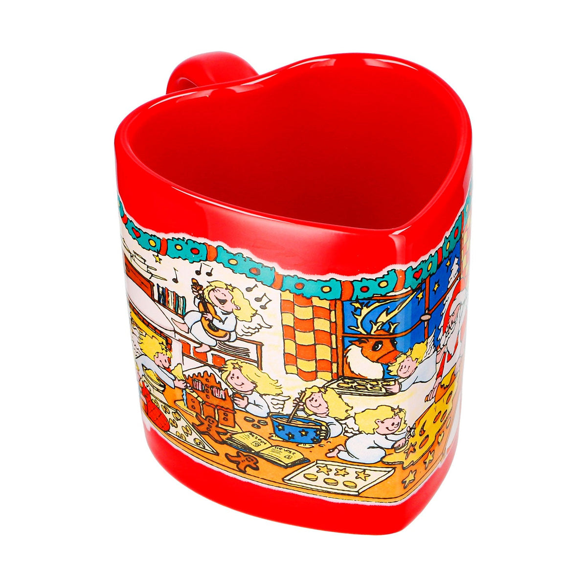 4 tasses à vin chaud Mohaba en forme de cœur, décorées d'un ange, rouge vif, 0,2 l, graduées – Vue 2