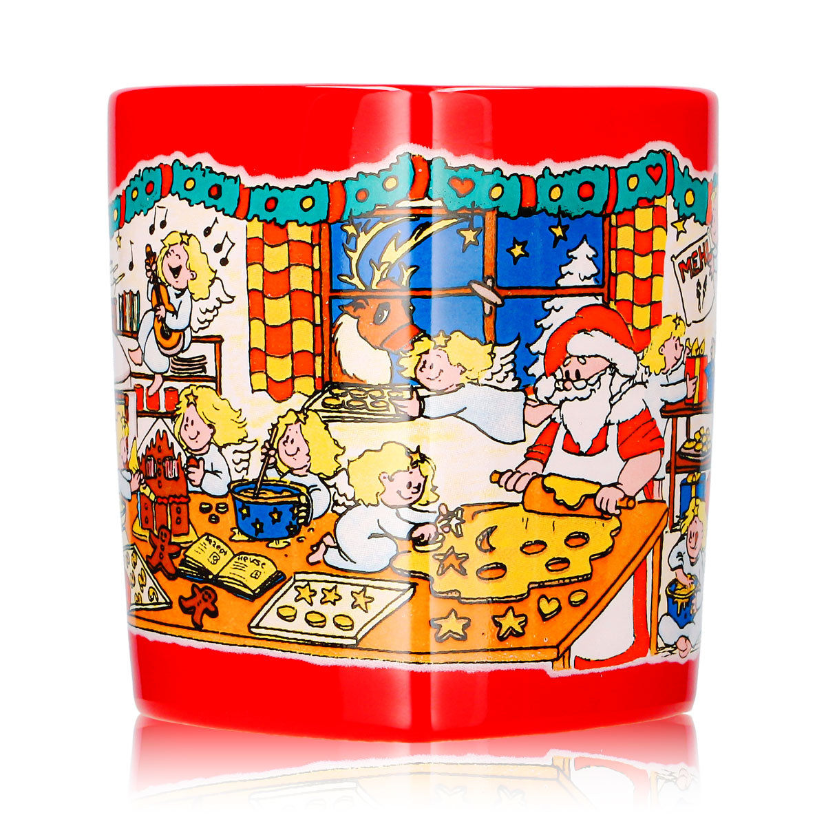 6 tasses à vin chaud Mohaba en forme de cœur, motif « Pâtisserie de Noël » avec un ange, rouge vif, 0,2 l, graduées – Vue 5