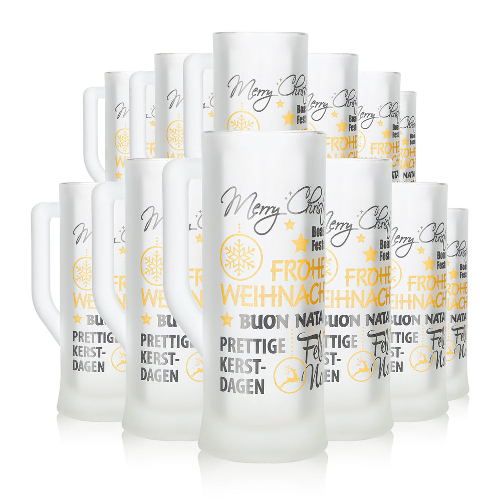 12 tasses à vin chaud Mohaba « Karlsseidel » en verre satiné « Joyeux Noël », 0,2 l, graduées