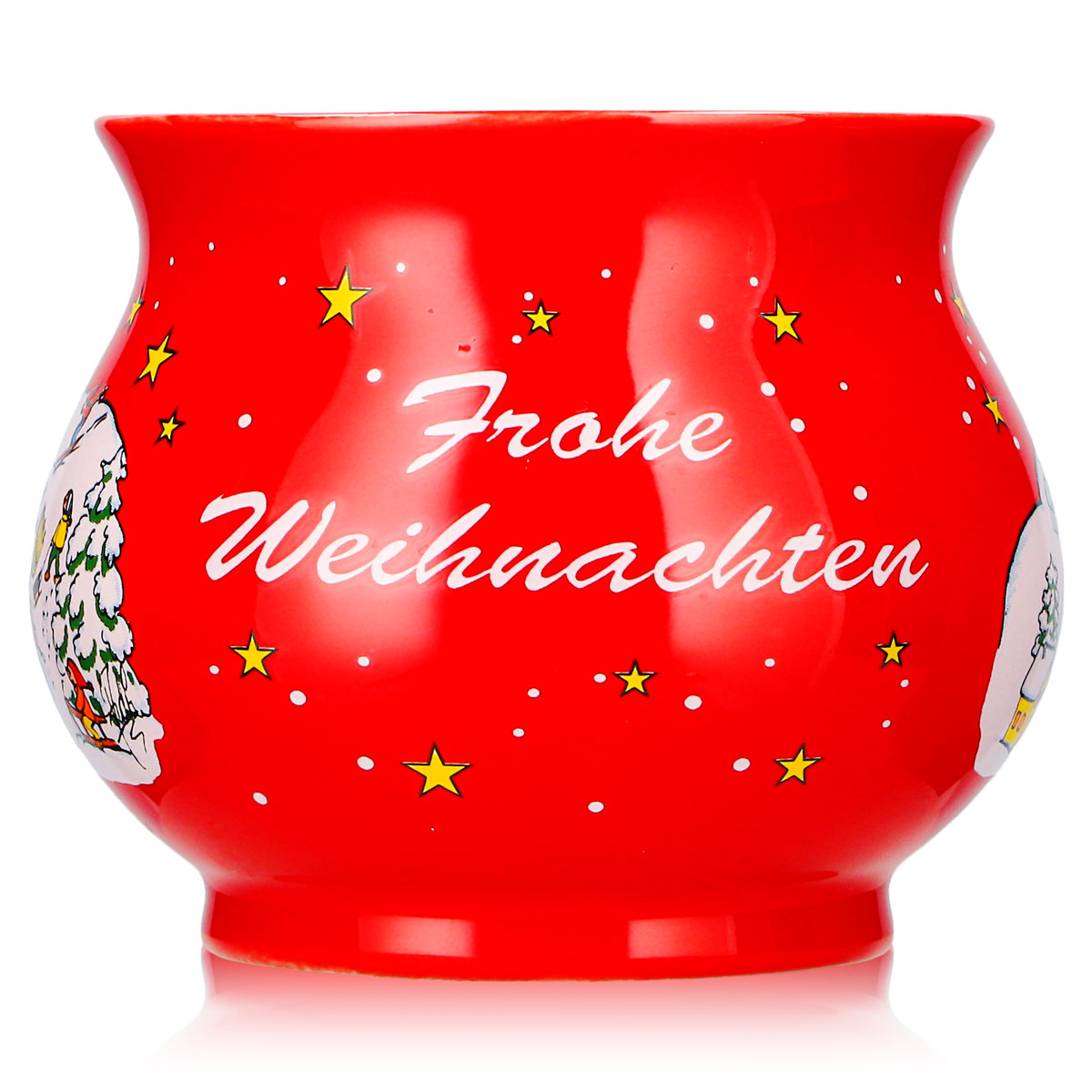 12 tasses à vin chaud Mohaba, forme sphérique, « Joyeux Noël », hiver, rouge vif, 0,2 l, graduées – Vue 2