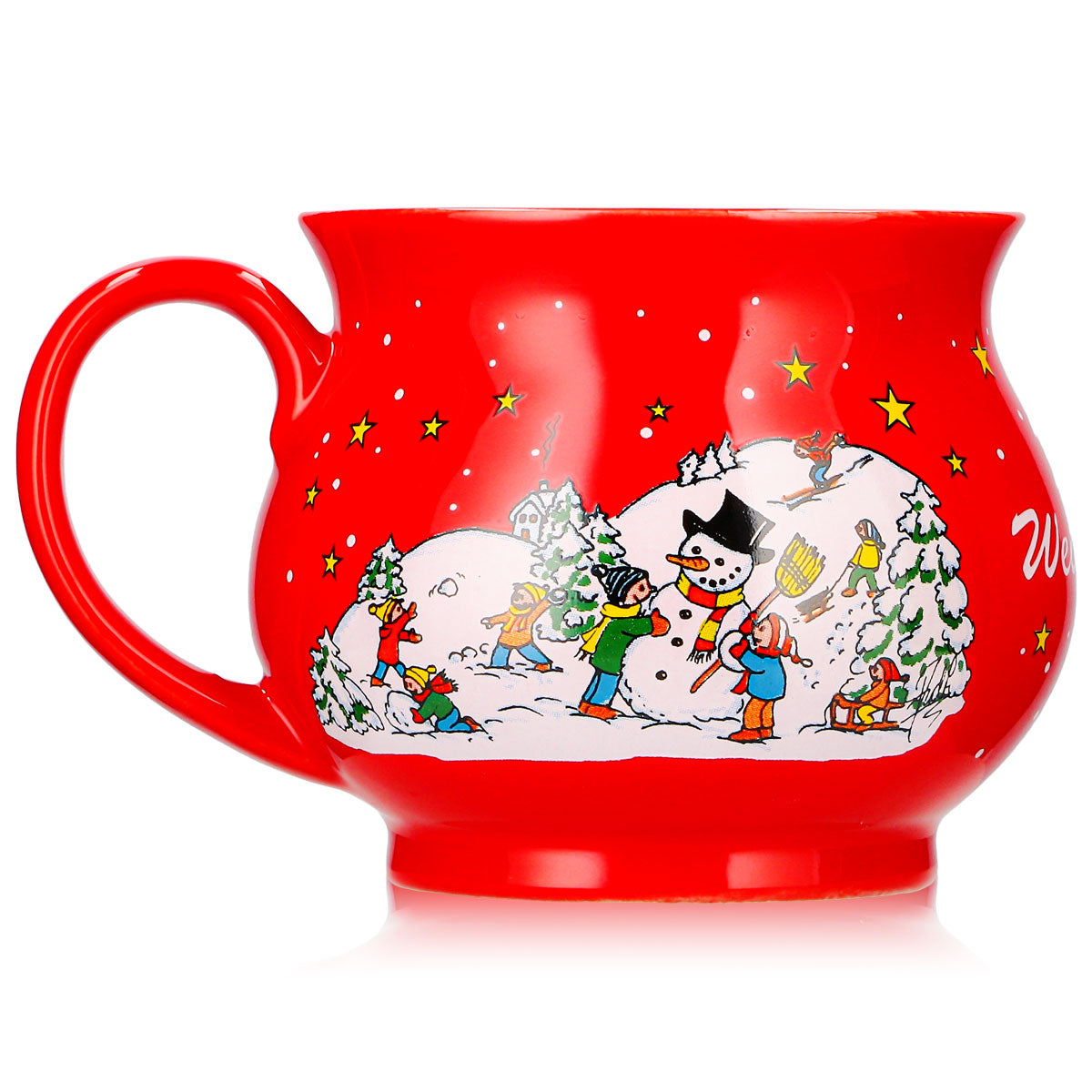 2 tasses à vin chaud Mohaba, forme sphérique, « Joyeux Noël », hiver, rouge feu, 0,2 l, graduées – Vue 4