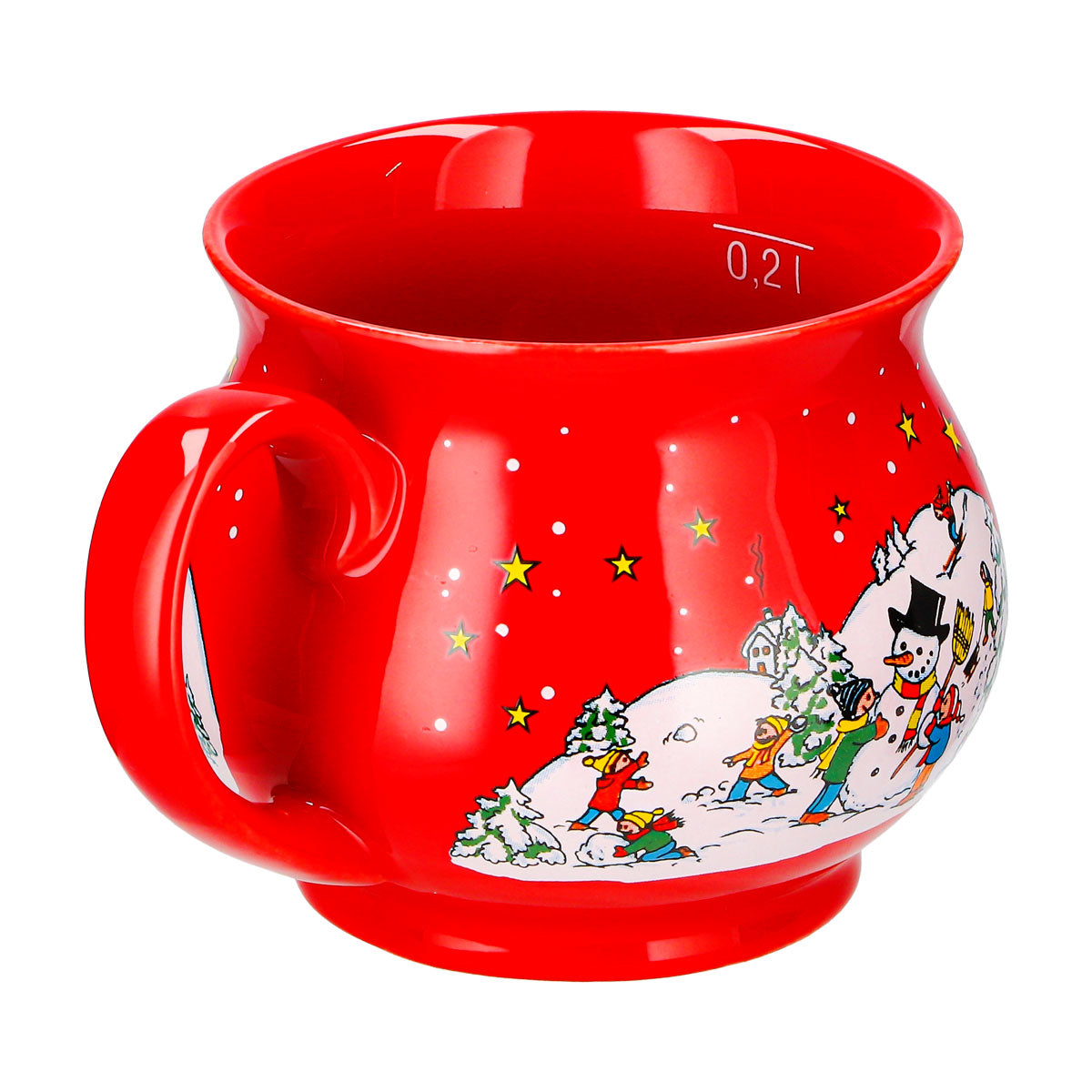 2 tasses à vin chaud Mohaba, forme sphérique, « Joyeux Noël », hiver, rouge feu, 0,2 l, graduées – Vue 7
