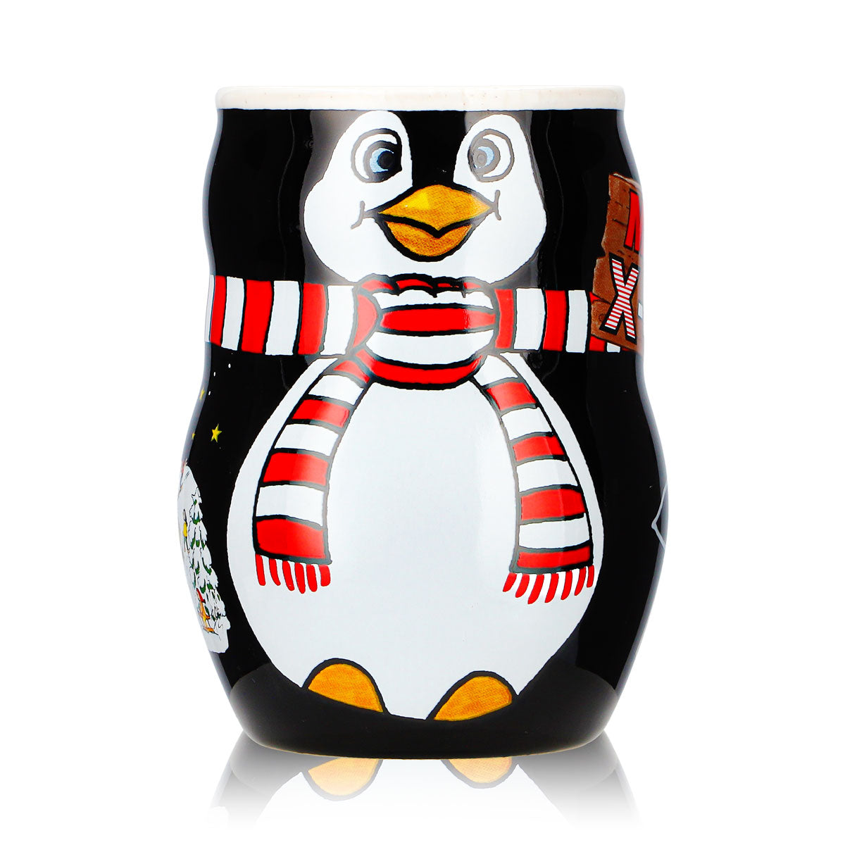 4 tasses à vin chaud Mohaba « Pingouin » avec motif en relief « Merry X-mas », noir/blanc, 0,2 l, graduées – Vue 2