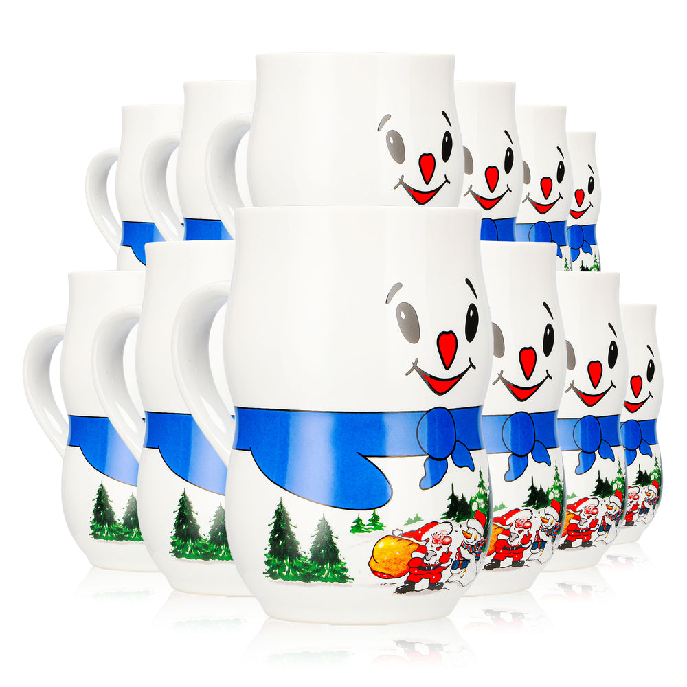 12 tasses à vin chaud Mohaba « Bonhomme de neige » Iceman Père Noël, blanches, 0,2 l, graduées