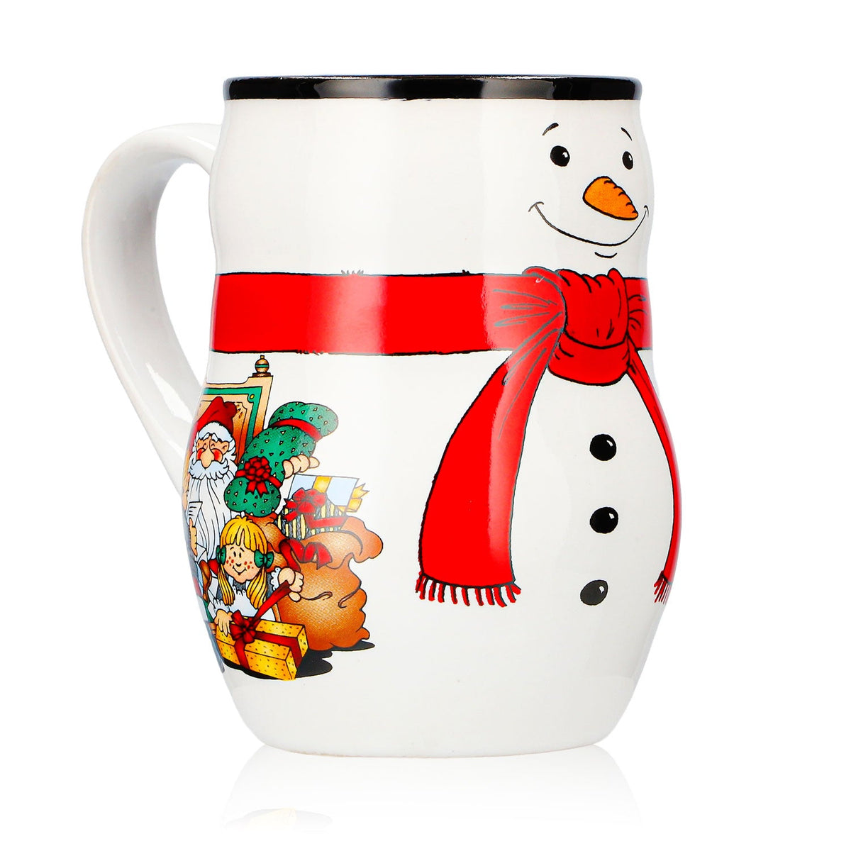 4 tasses à vin chaud Mohaba « Bon Noël » avec motif en relief de bonhomme de neige, blanc/noir, 0,2 l, graduées – Vue 3