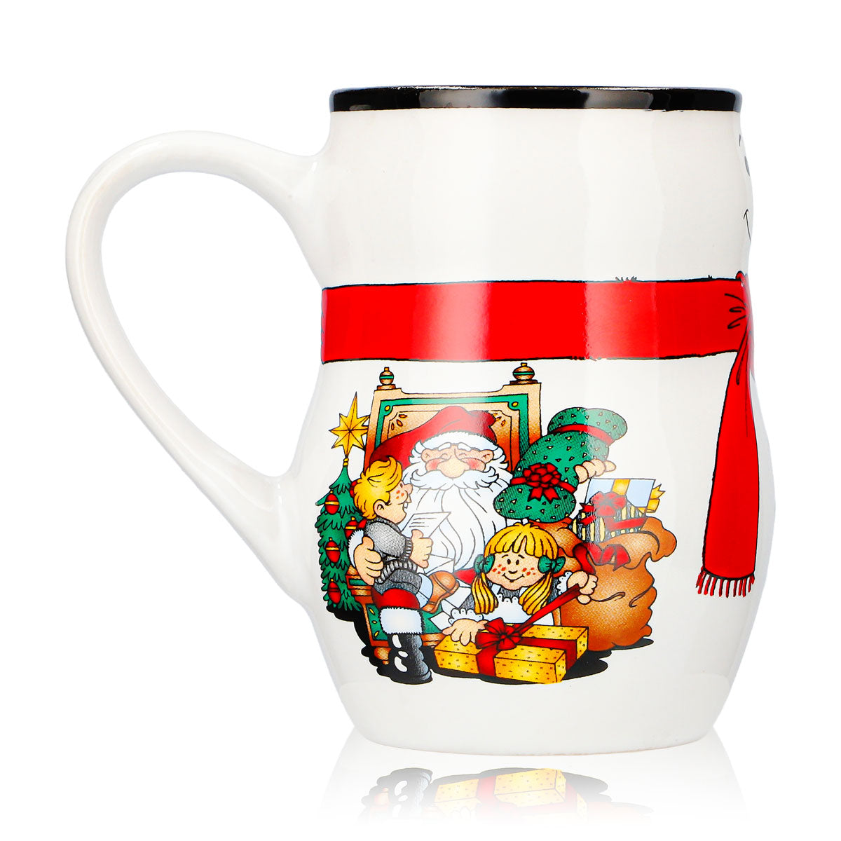 4 tasses à vin chaud Mohaba « Bon Noël » avec motif en relief de bonhomme de neige, blanc/noir, 0,2 l, graduées – Vue 4