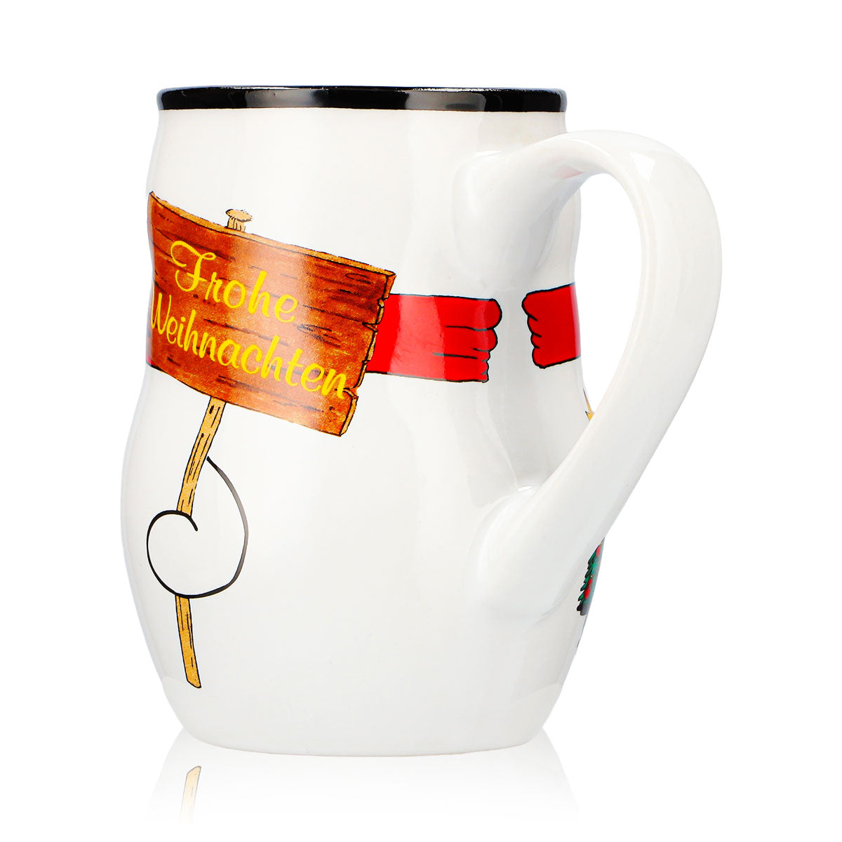 4 tasses à vin chaud Mohaba « Bon Noël » avec motif en relief de bonhomme de neige, blanc/noir, 0,2 l, graduées – Vue 5