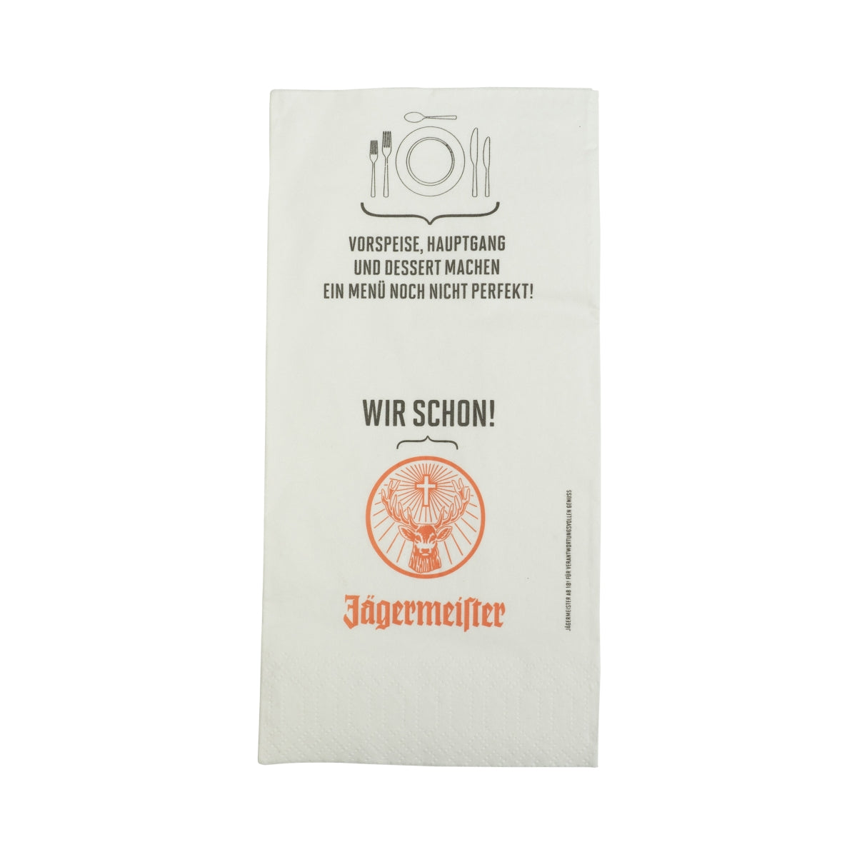 120 serviettes Jägermeister Likör Anstoss blanches 10 x 20 cm, verres, décoration de bar gastronomique