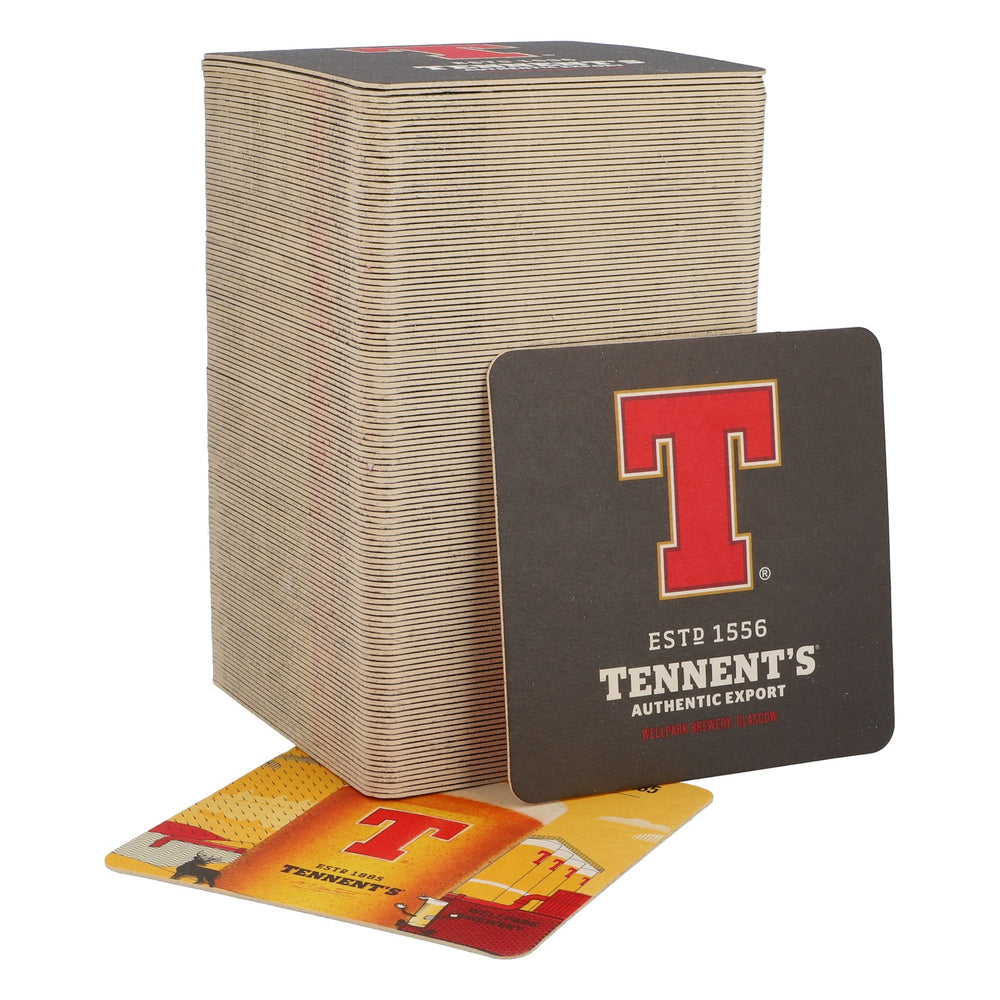 120 sous-verres Tennent's Beer Coasters Sous-verres en verre Couvercle 9,5 x 9,5 cm