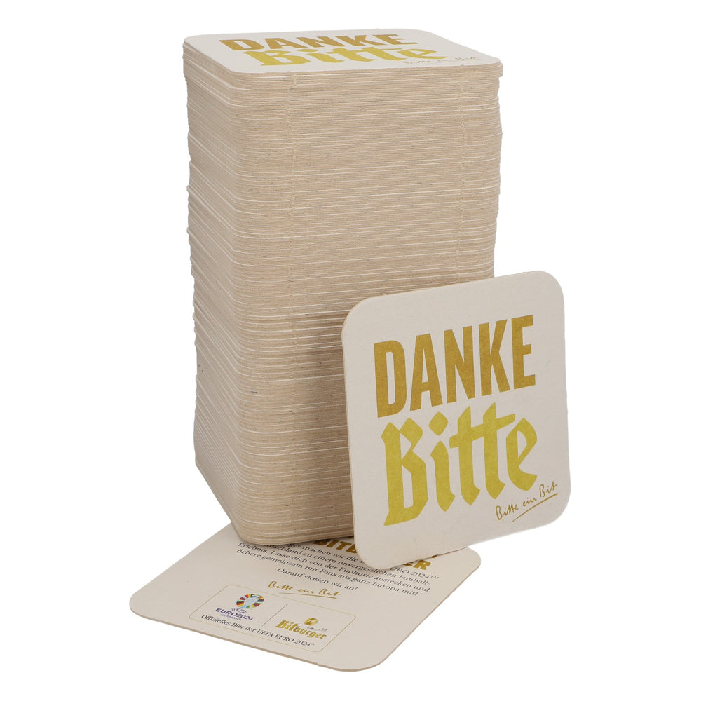 125 sous-verres Bitburger Bier 9 x 9 cm « Bitte noch 1 » (Encore un) au dos « Euro 2024 »