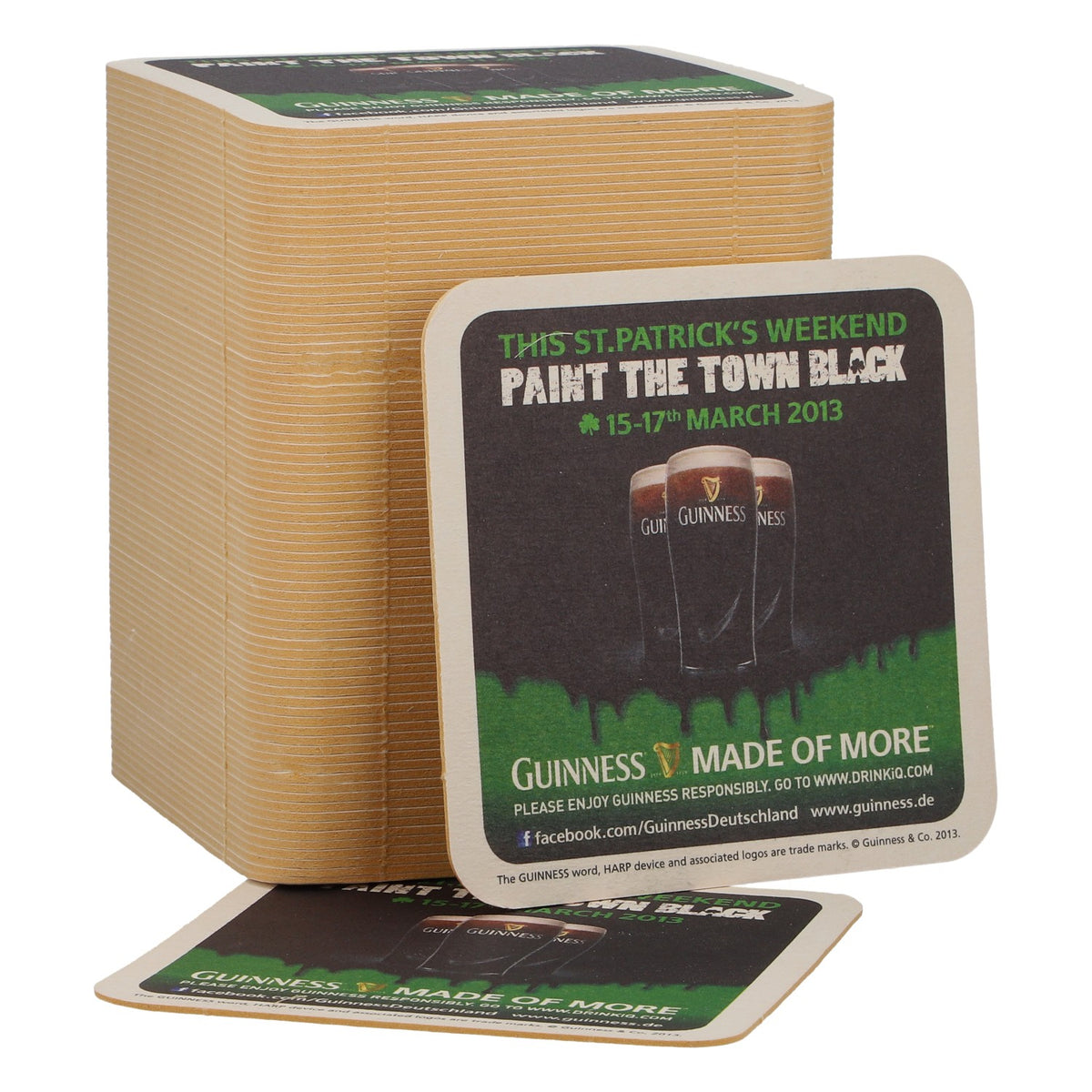 125 sous-verres Guinness, mars 2013, « Paint the Town Black », touches de vert