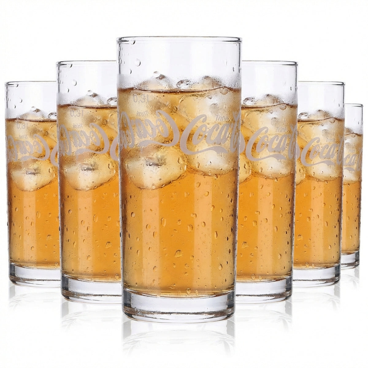 12 verres à long drink Coca Cola 0,3 l avec inscription horizontale Sahm