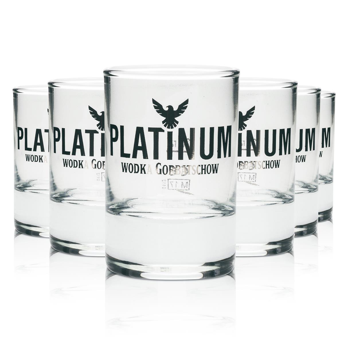 12 verres à shot en verre Gorbatschow Vodka Platinum 2 cl