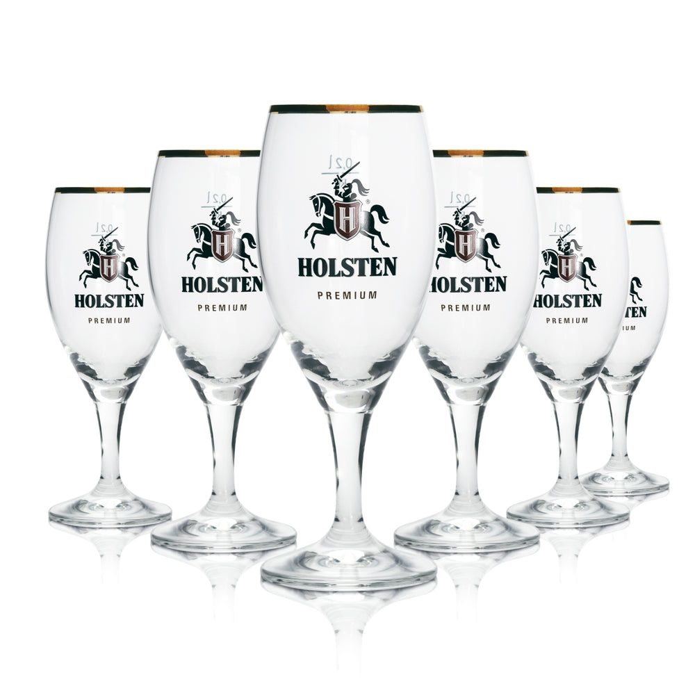 12 verres à bière Holsten Premium 0,2 l avec bord doré Rastal