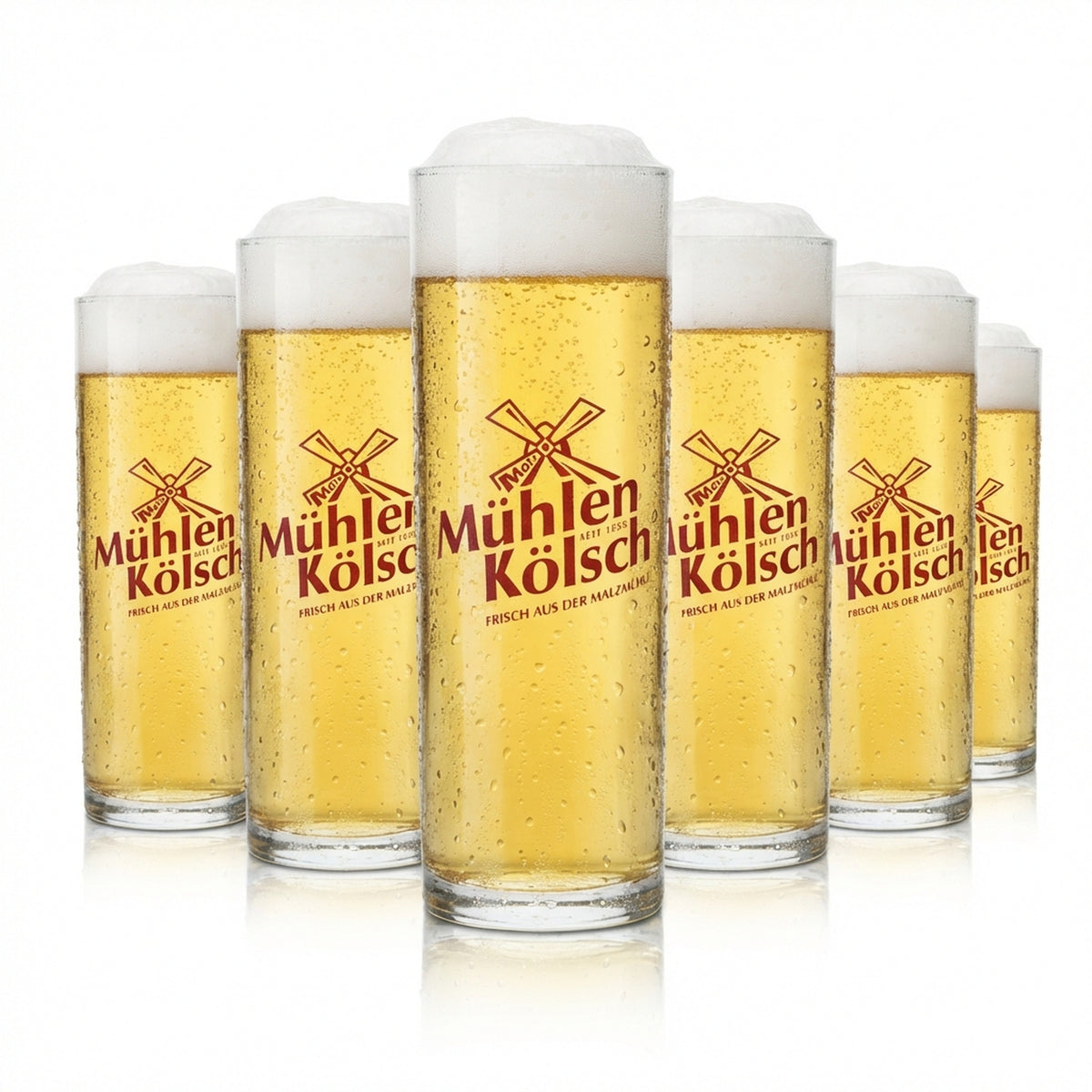 12 verres à bière Kölsch Mühlen 0,2 l, verres à pied, Cologne, Malzmühle Beer Bar