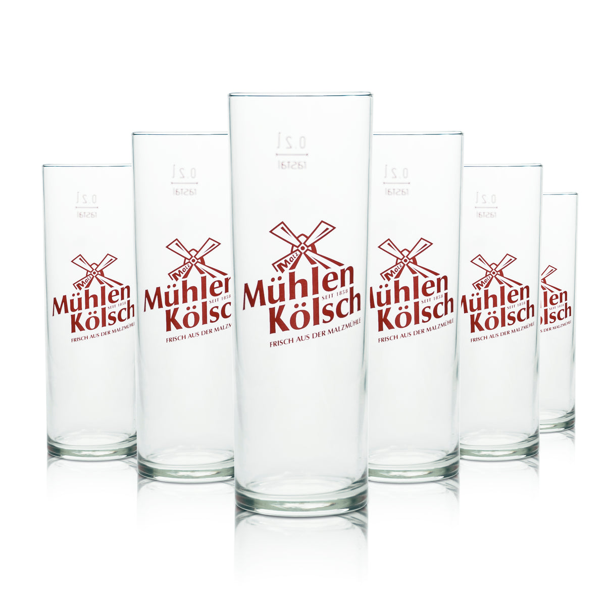 12 verres à bière Kölsch Mühlen 0,2 l, verres à pied, Cologne, Malzmühle Beer Bar – Vue 4