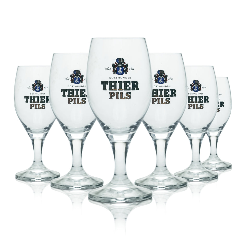 12 verres à bière Thier 0,2 l, forme tulipe, brasserie Dortmund, chêne