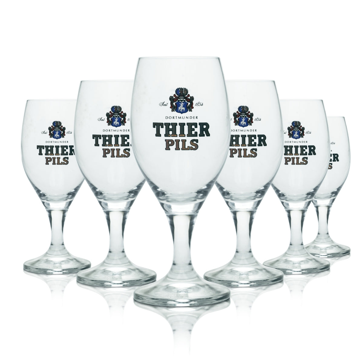 12 verres à bière Thier 0,2 l, forme tulipe, brasserie Dortmund, chêne
