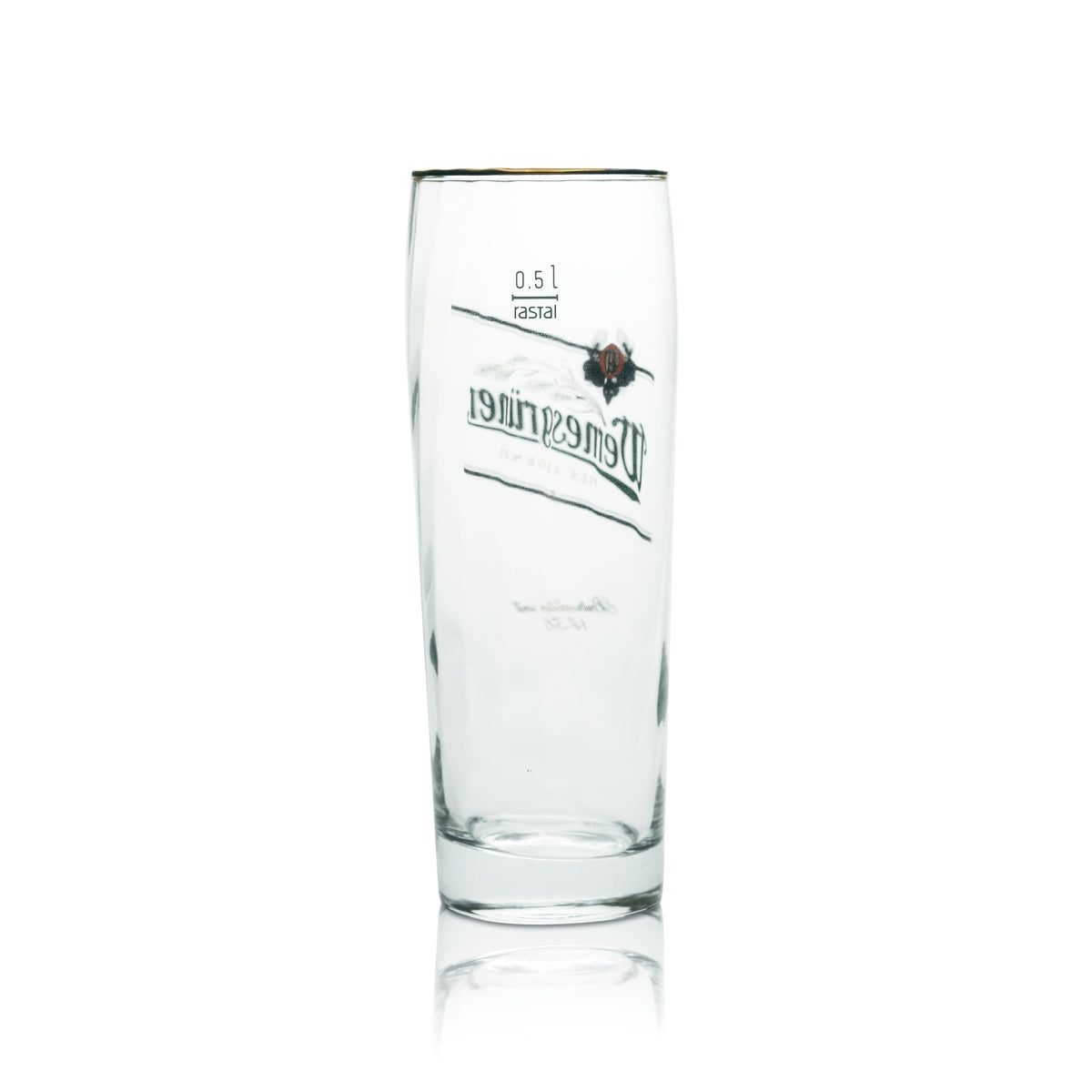 12 verres à bière Wernesgrüner 0,5 l, coupe Pils, bord doré, chêne, pour la restauration – Vue 3