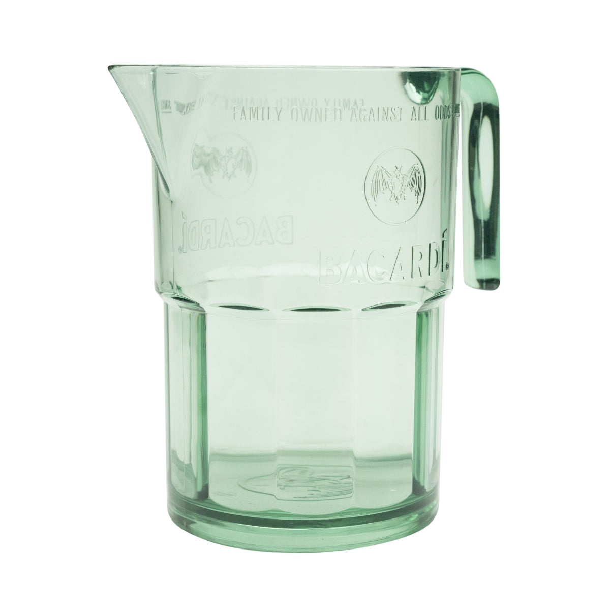 1x carafe en plastique pour rhum Bacardi avec anse