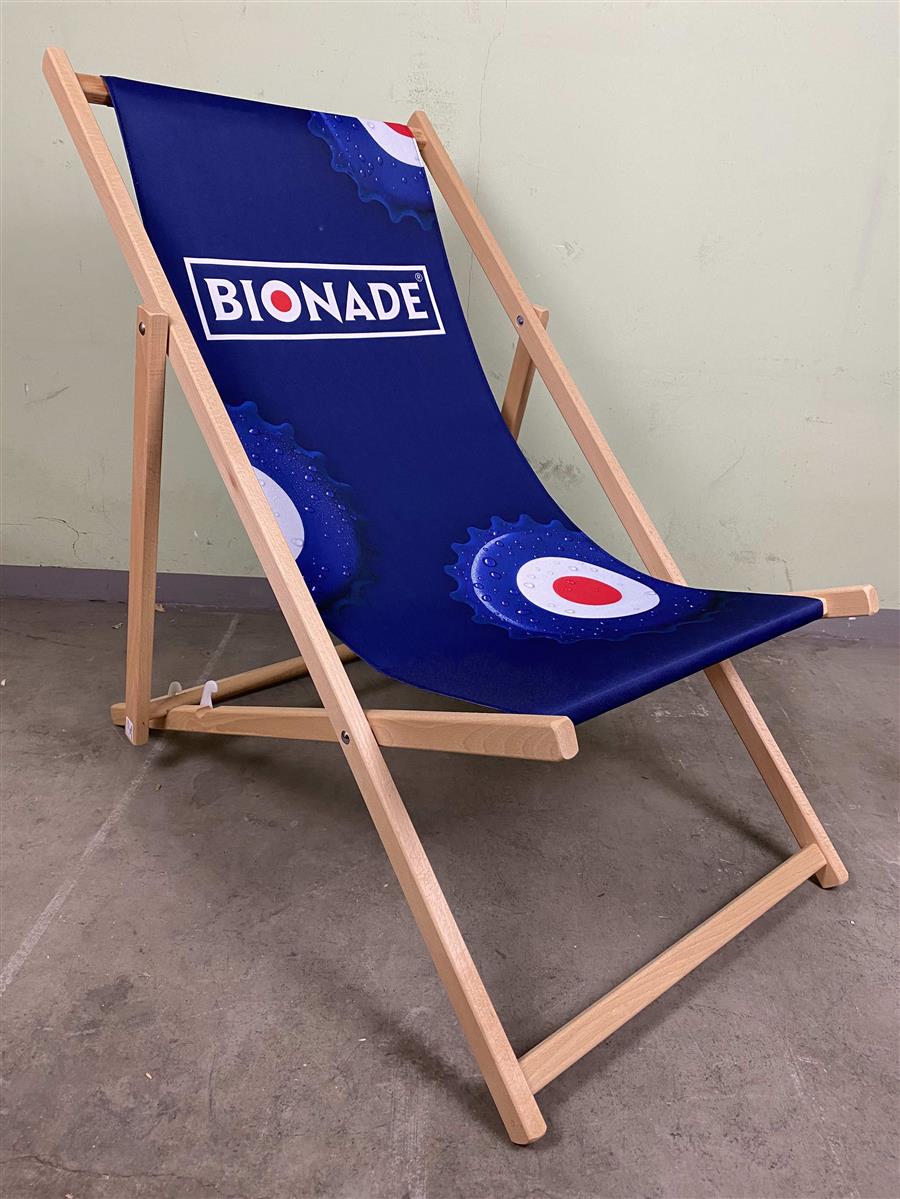 1x Bionade Softdrinks chaise longue bleue sans accoudoirs
