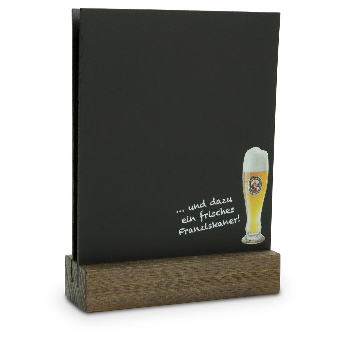 1x présentoir de table Franziskaner Bier avec socle en bois