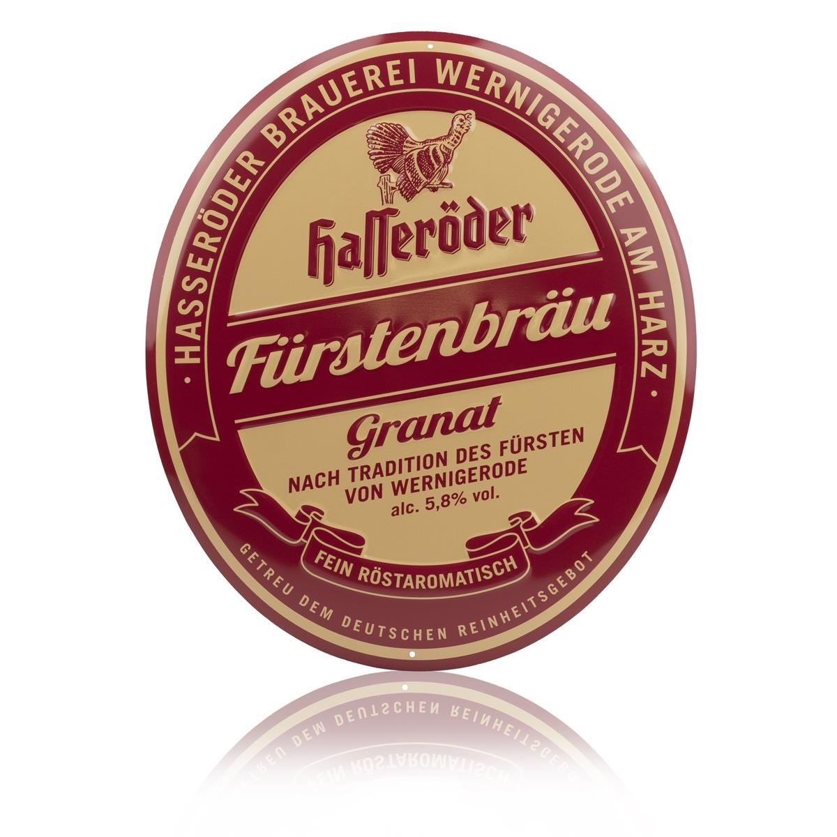 1x plaque émaillée en métal Hasseröder Bier, ovale, 36 x 42