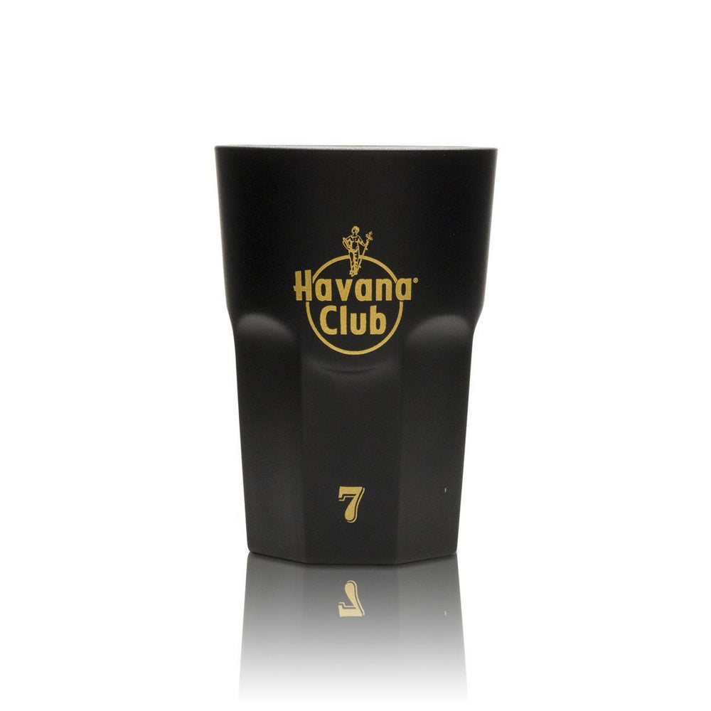 1x verre à rhum Havana noir et doré 7 Anos