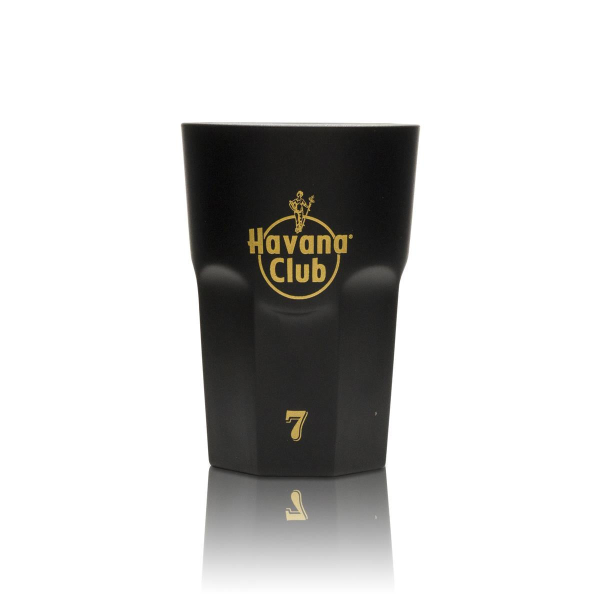 1x verre à rhum Havana noir et doré 7 Anos