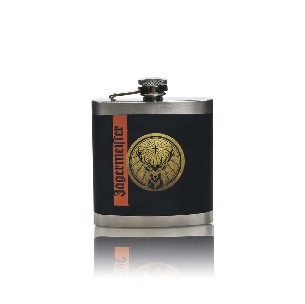 1x flasque en métal noir pour liqueur Jägermeister