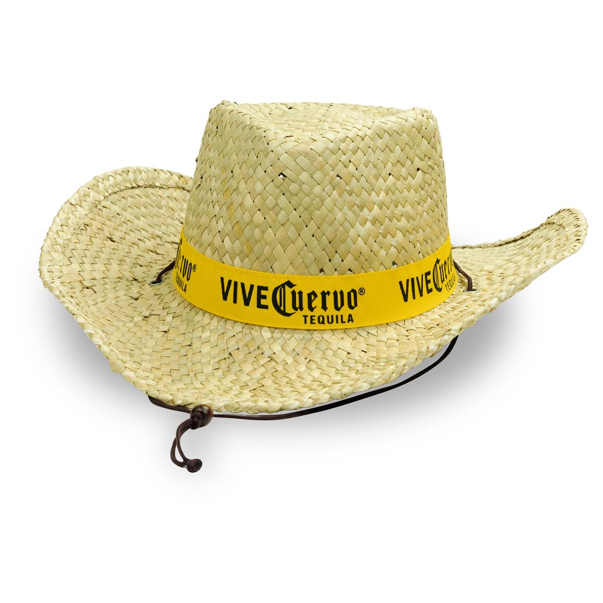 1x Jose Cuervo Tequila Chapeau de paille naturel avec ruban jaune et cordon – Vue 2
