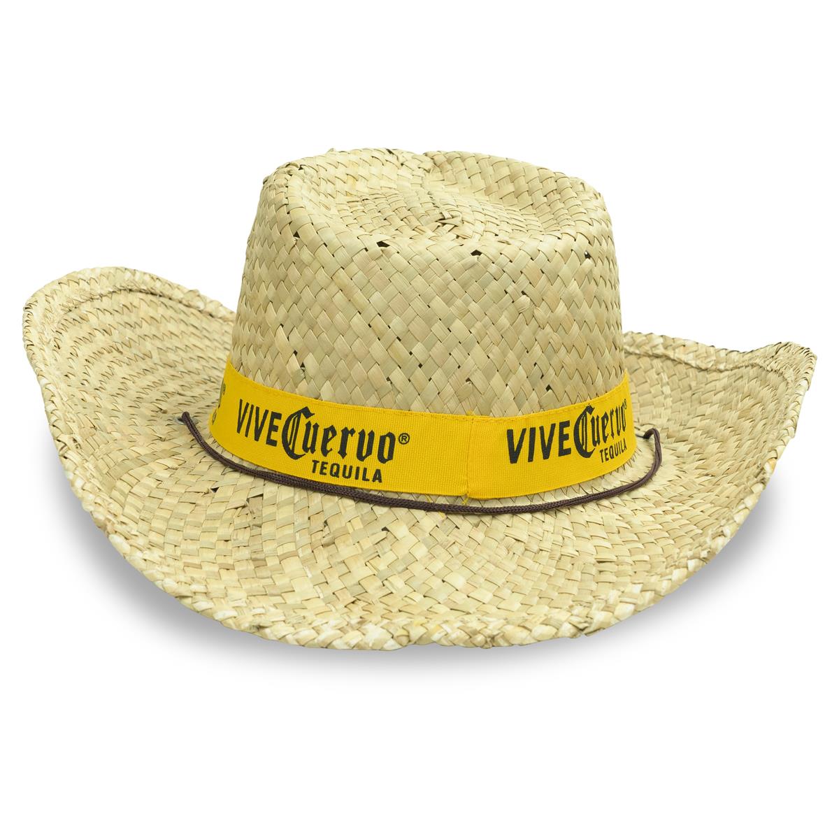 1x Jose Cuervo Tequila Chapeau de paille naturel avec ruban jaune et cordon – Vue 3