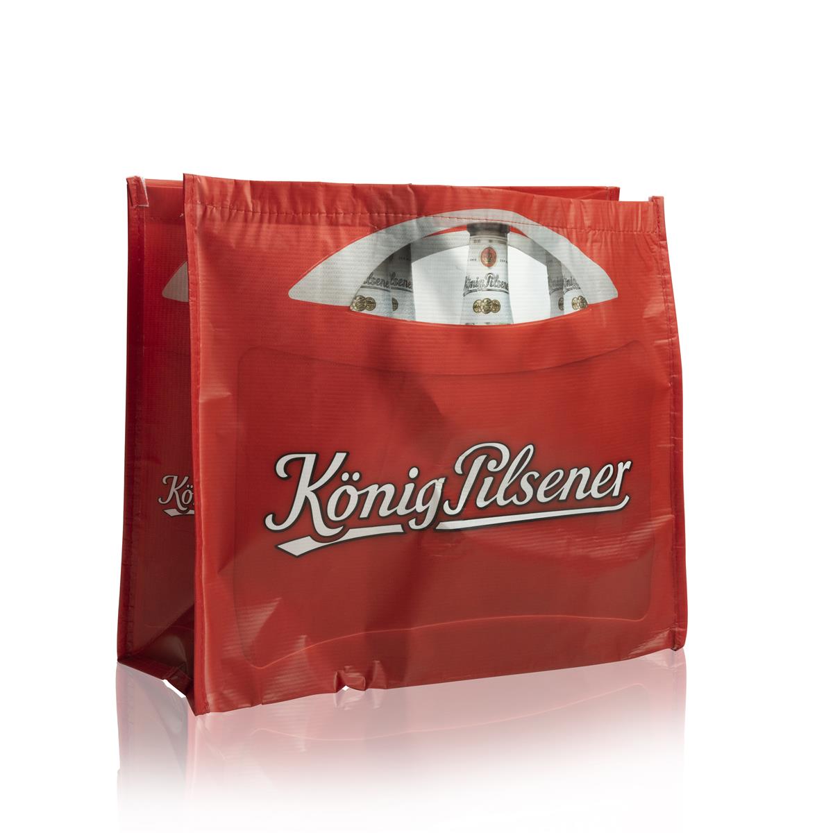 1x sac à provisions rouge König Pilsner Bier Shopper, 45 x 40 cm