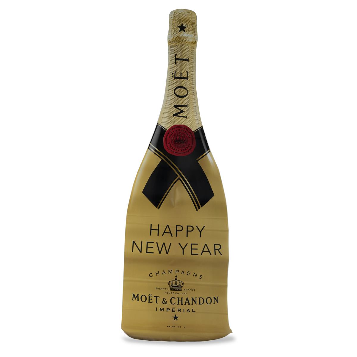 1 autocollant Moët & Chandon XL bouteille dorée Happy New Year 150 x 45