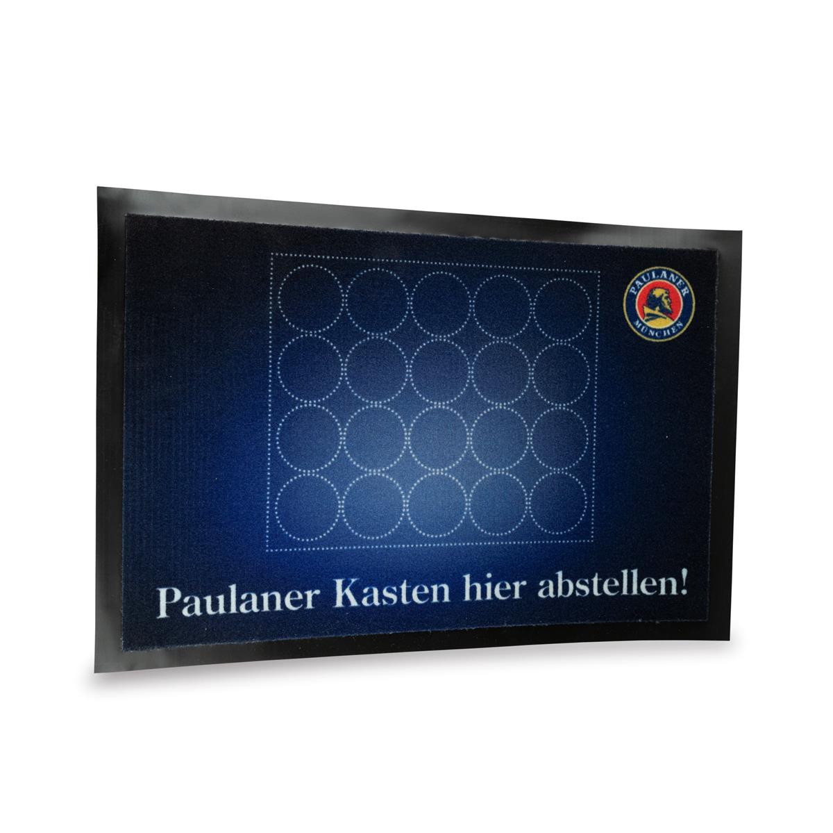 1x paillasson Paulaner en forme de caisse à bière 80x50