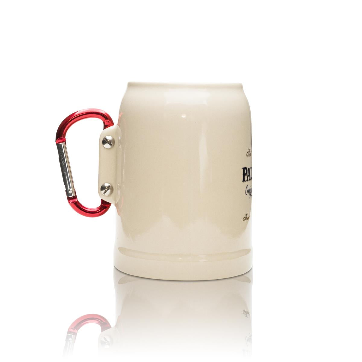 1 chope à bière Paulaner en terre cuite 0,5 l avec mousqueton coloré