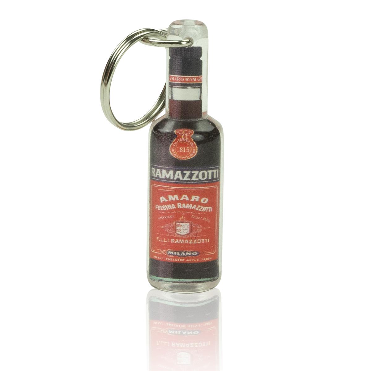1x porte-clés Ramazzotti avec mini bouteille transparente