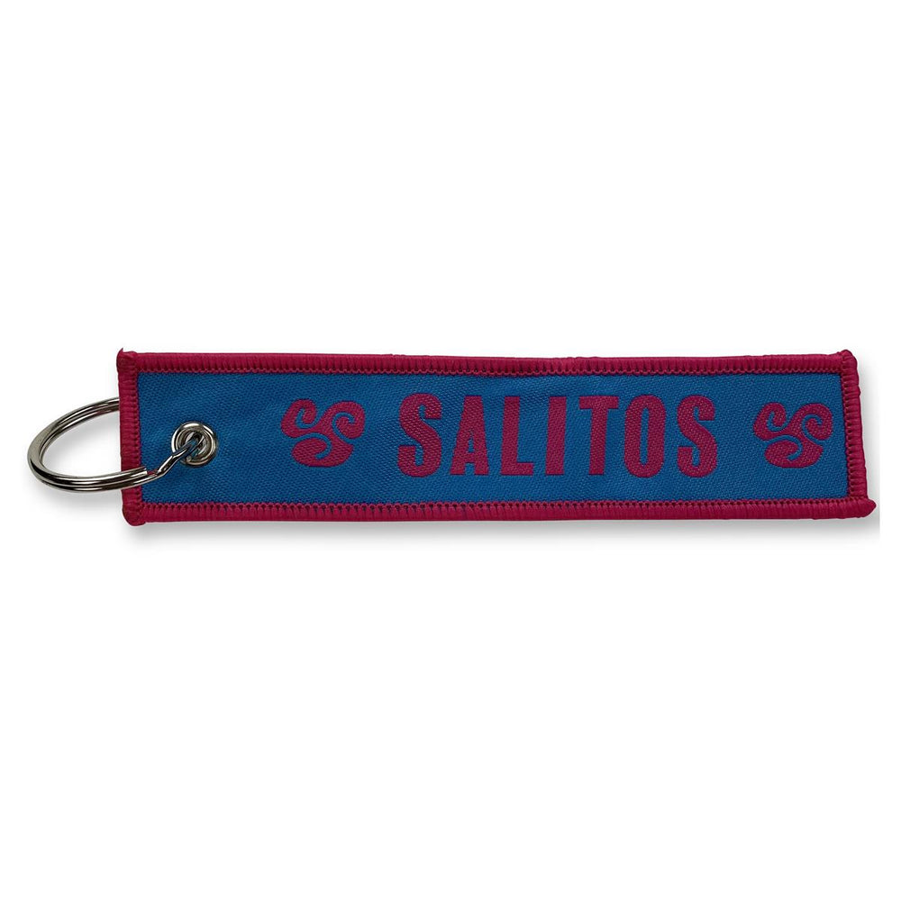 1x porte-clés Salitos bière rose et bleu avec ruban en tissu