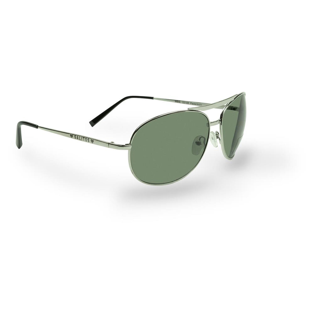 1 paire de lunettes de soleil Salitos avec étui Pilot argentées