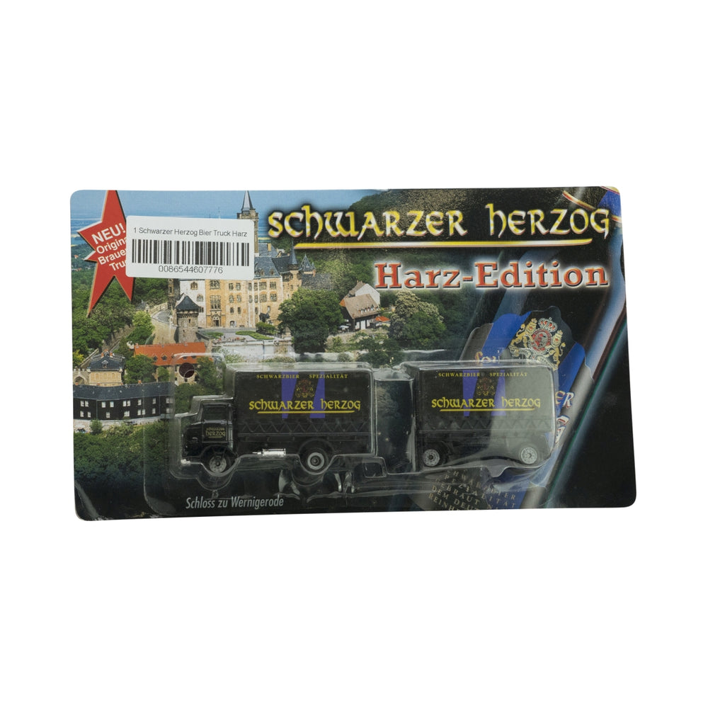 1x camion de bière Schwarzer Herzog, édition résine, avec remorque