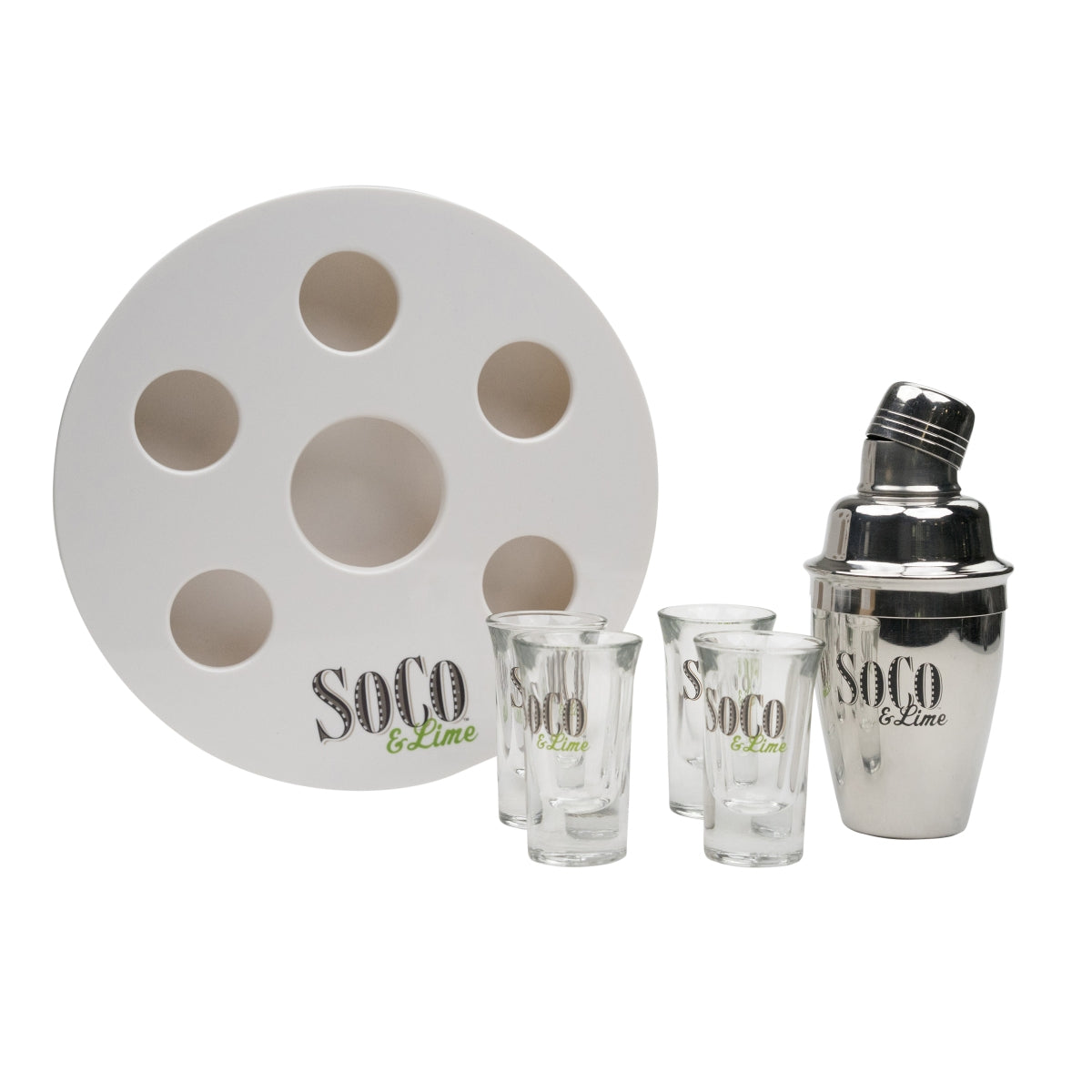 1x Soco Lime Whiskey Shotset 12 verres à shot, 1 shaker et 1 plateau – Vue 3