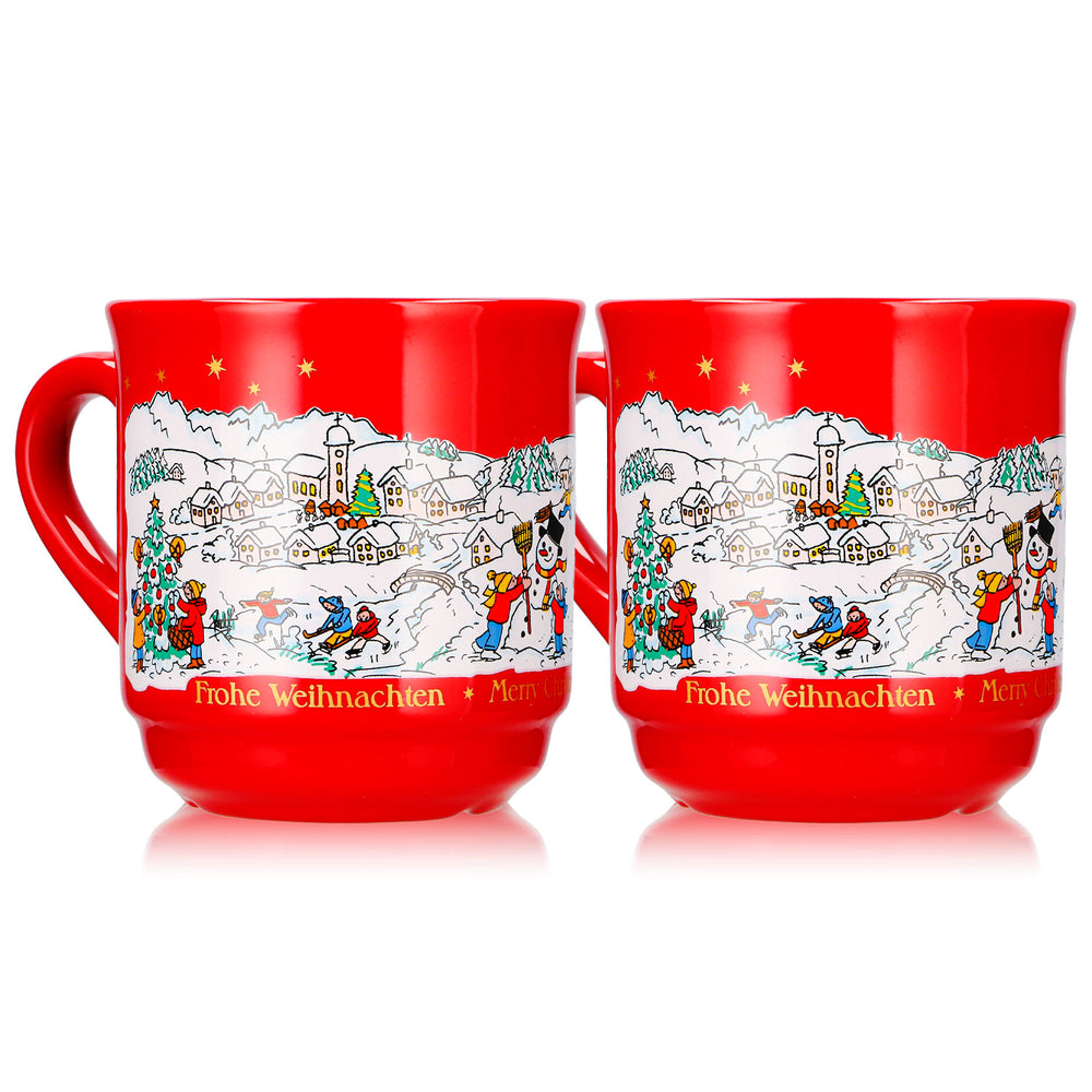 2 tasses à vin chaud Mohaba, modèle 8000 « Joyeux Noël », couleur rouge feu, 0,2 l, graduées, empilables